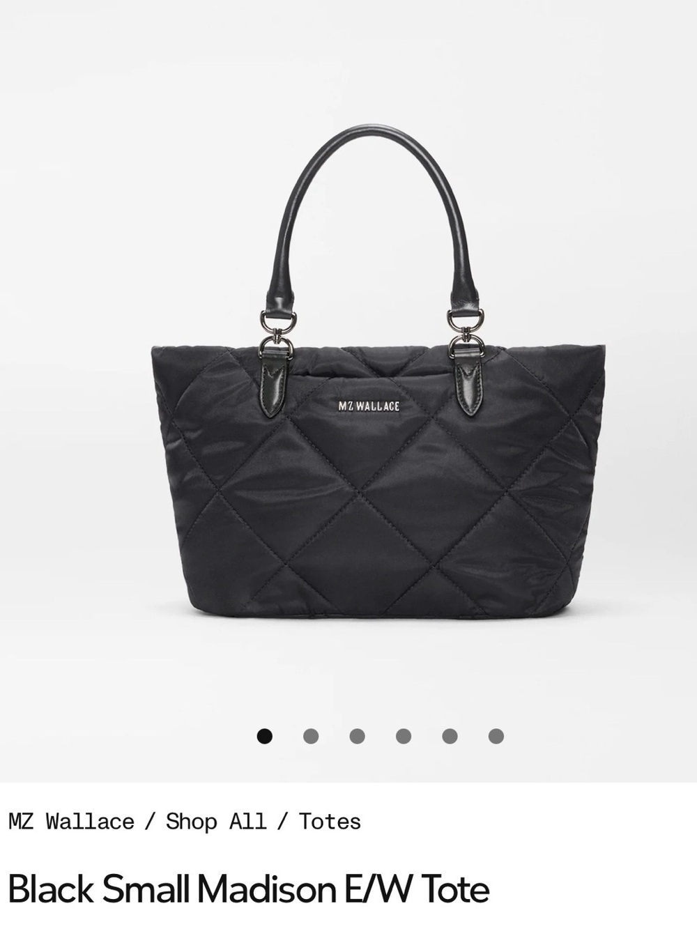 New MZ Wallace Black Quilted Madison Small East West Tote